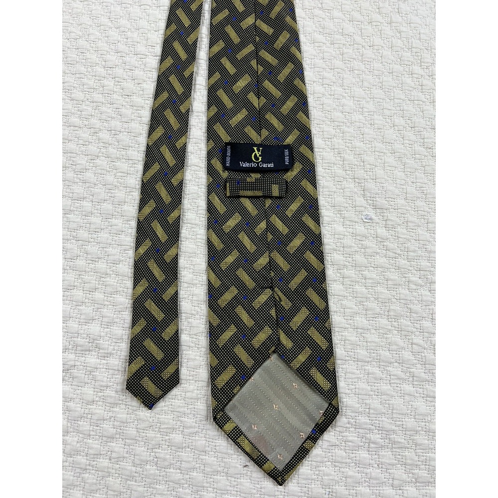 Valerio Garati Geometric Silk Tie Hand Made | Gold Brown | 55"L 4"W